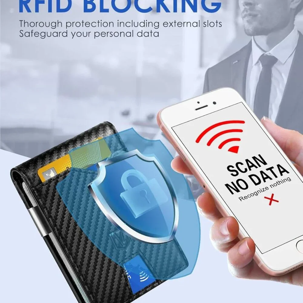 Men's Slim RFID-Blocking Wallet with Money Clip